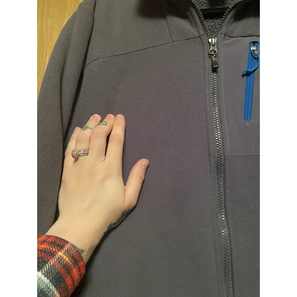 The North Face Men's Small Fleece Jacket Gray Blue Full Zip Outdoor Hiking